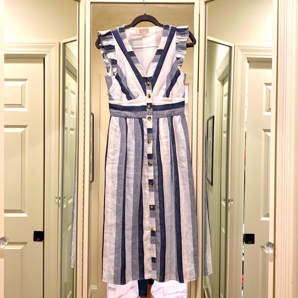 JCrew Point Sur button front midi dress